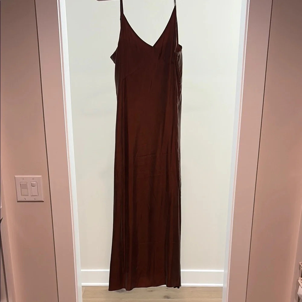 SOLD EUC Jenni Kayne Rip Slip Dress Sz L in limited edition brown - Picture 1 of 6